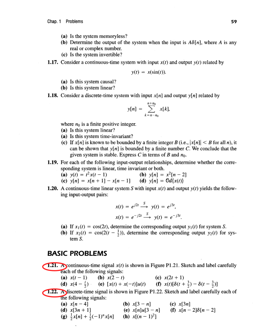 Oppenheim printed page 59, assigned problem numbers ringed