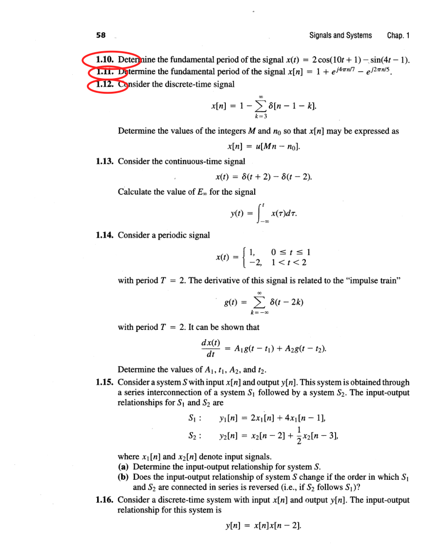 Oppenheim printed page 58, assigned problem numbers ringed
