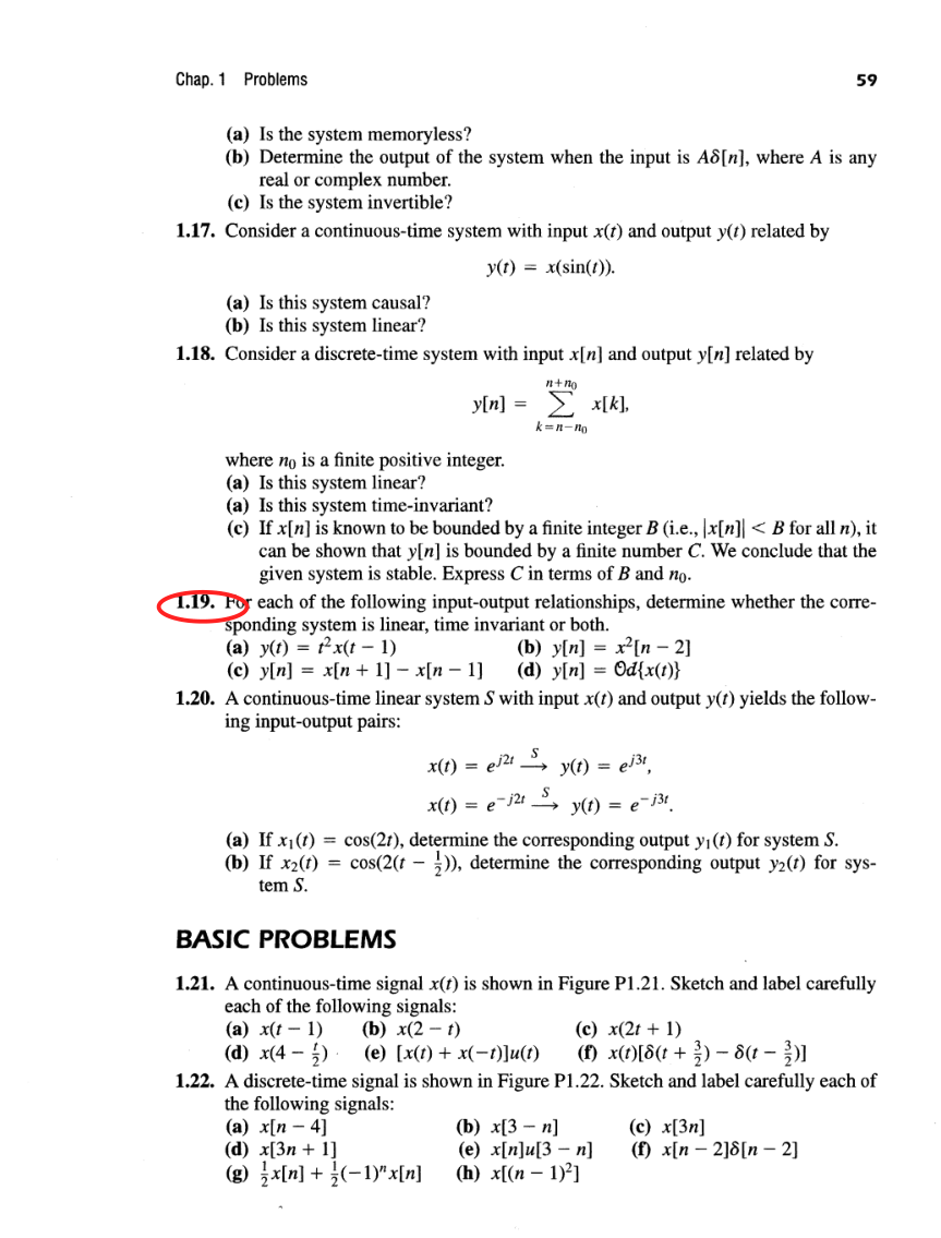 Oppenheim printed page 59, assigned problem numbers ringed