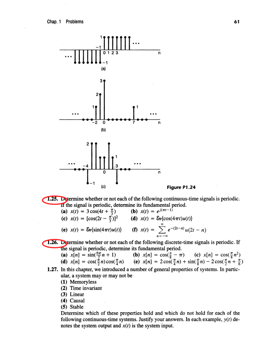 Oppenheim printed page 61, assigned problem numbers ringed