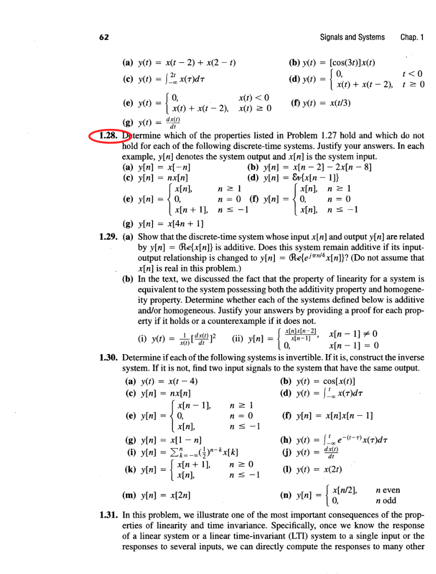 Oppenheim printed page 62, assigned problem numbers ringed