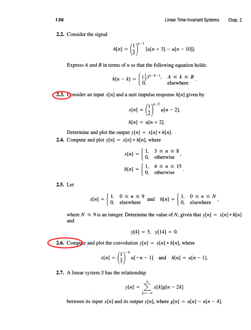 Oppenheim printed page 138, assigned problem numbers ringed
