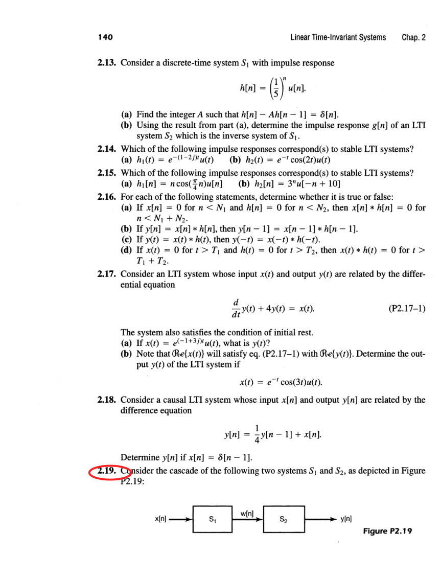 Oppenheim printed page 140, assigned problem numbers ringed