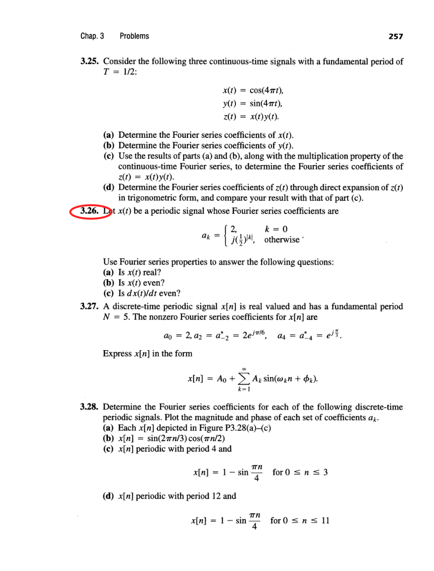 Oppenheim printed page 257, assigned problem numbers ringed