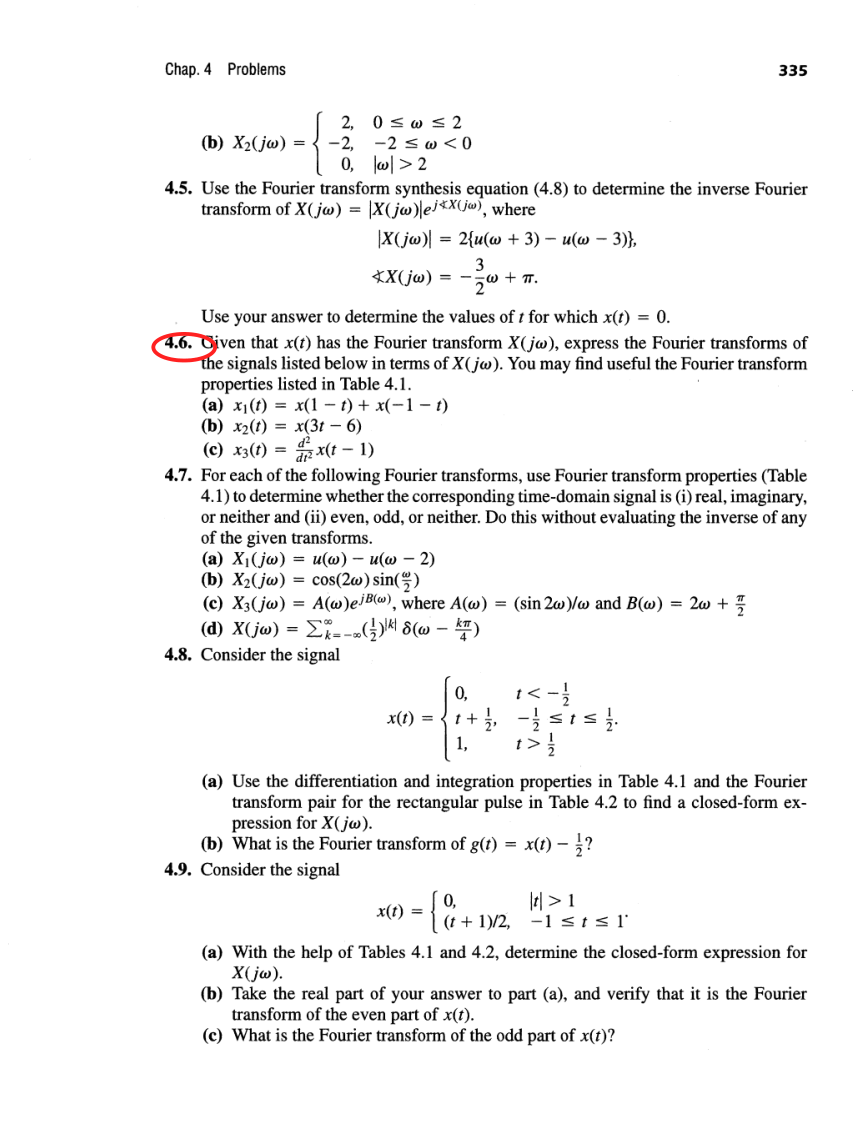 Oppenheim printed page 335, assigned problem numbers ringed