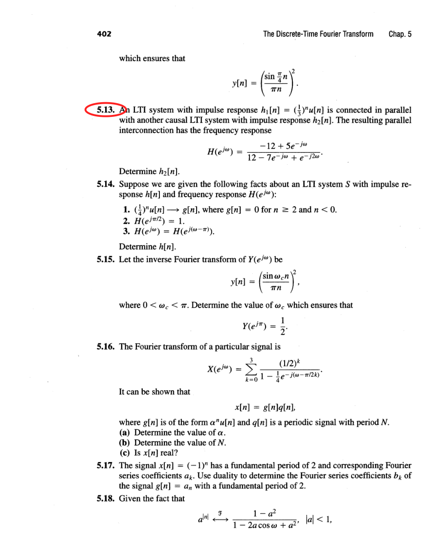 Oppenheim printed page 402, assigned problem numbers ringed
