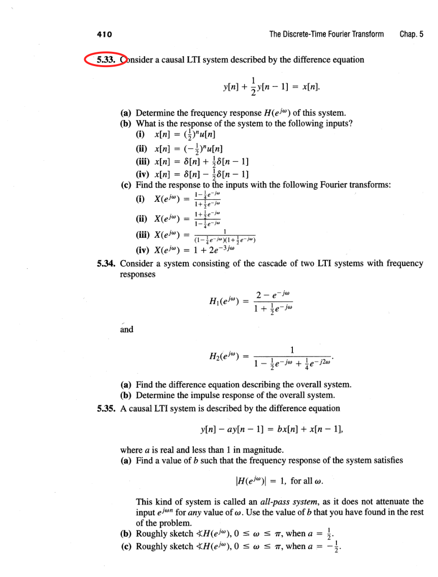 Oppenheim printed page 410, assigned problem numbers ringed