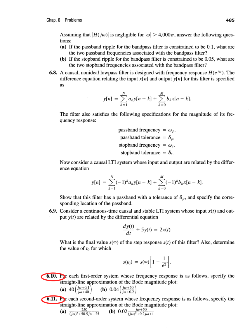 Oppenheim printed page 485, assigned problem numbers ringed