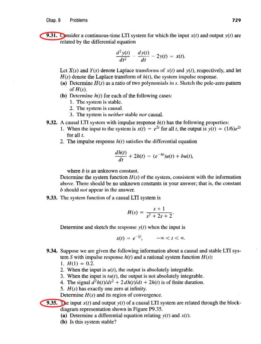 Oppenheim printed page 729, assigned problem numbers ringed